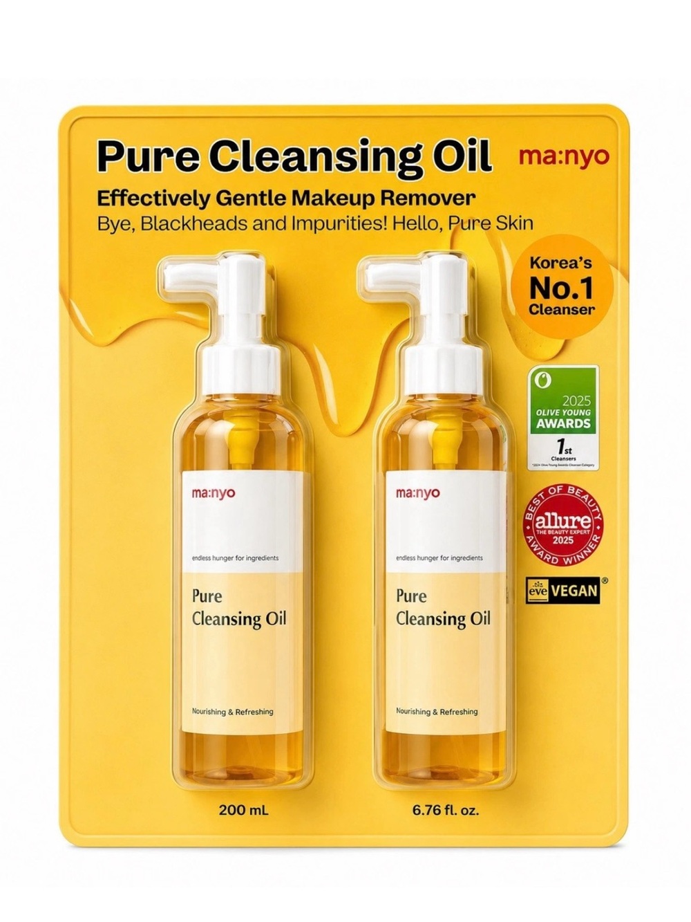 MANYO Pure Cleansing Oil Korean Skin Care 6.76 fl oz (200ml x 2) 2 Pk EXP 8/28